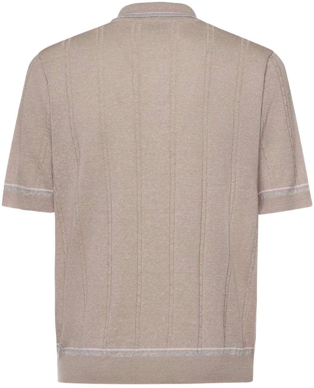 Eleventy Textured Vertical Stripe Five-Button Polo Shirt Roze