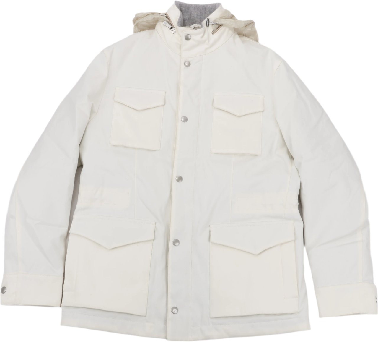 Eleventy Eleventy White Quilted Down Jacket, Size 48 Wit