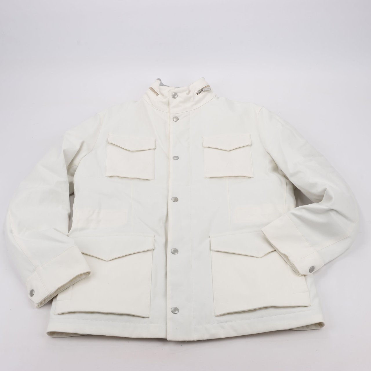 Eleventy Eleventy White Quilted Down Jacket, Size 48 Wit