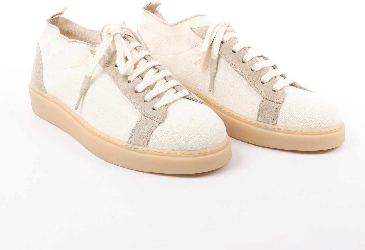 Eleventy ELEVENTY Panelled Knitted Sneakers in Beige, Size 44 EU Beige