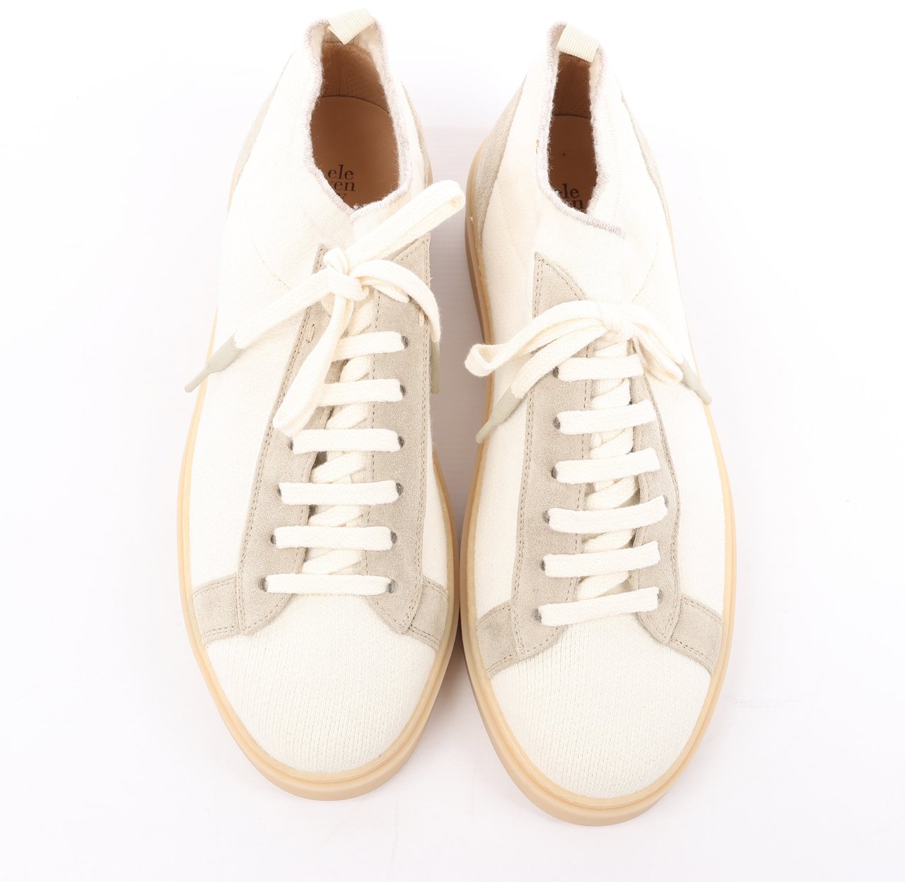 Eleventy ELEVENTY Panelled Knitted Sneakers in Beige, Size 44 EU Beige