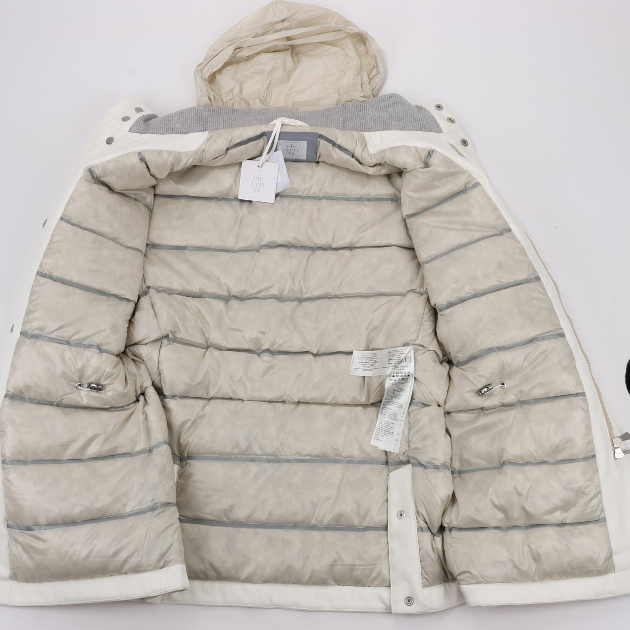Eleventy Eleventy White Quilted Down Jacket, Size 48 Wit