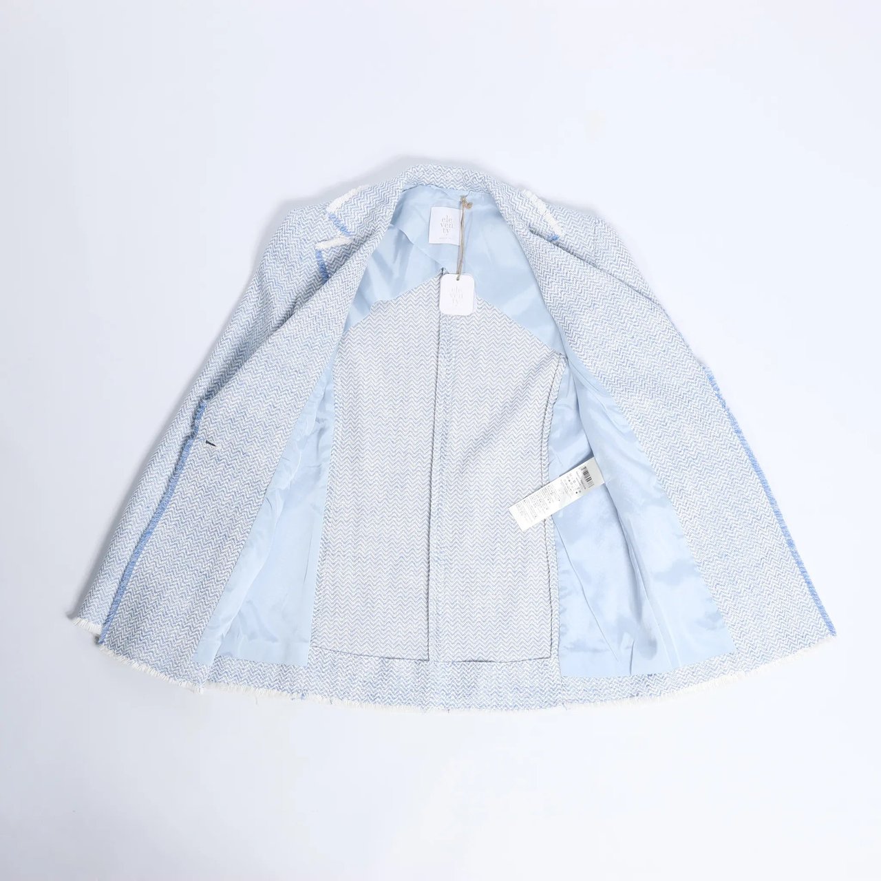Eleventy Eleventy Fringed Single-Breasted blazer in Light Blue, Size 38 IT Blauw
