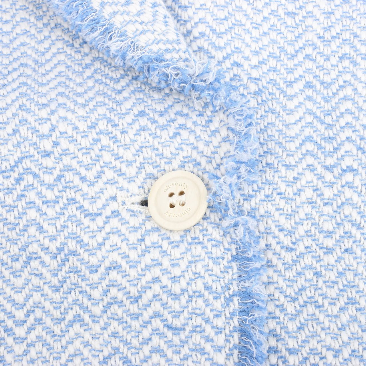 Eleventy Eleventy Fringed Single-Breasted blazer in Light Blue, Size 38 IT Blauw