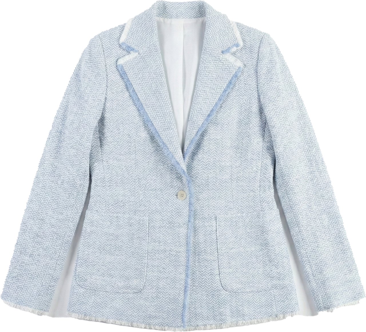 Eleventy Eleventy Fringed Single-Breasted blazer in Light Blue, Size 38 IT Blauw