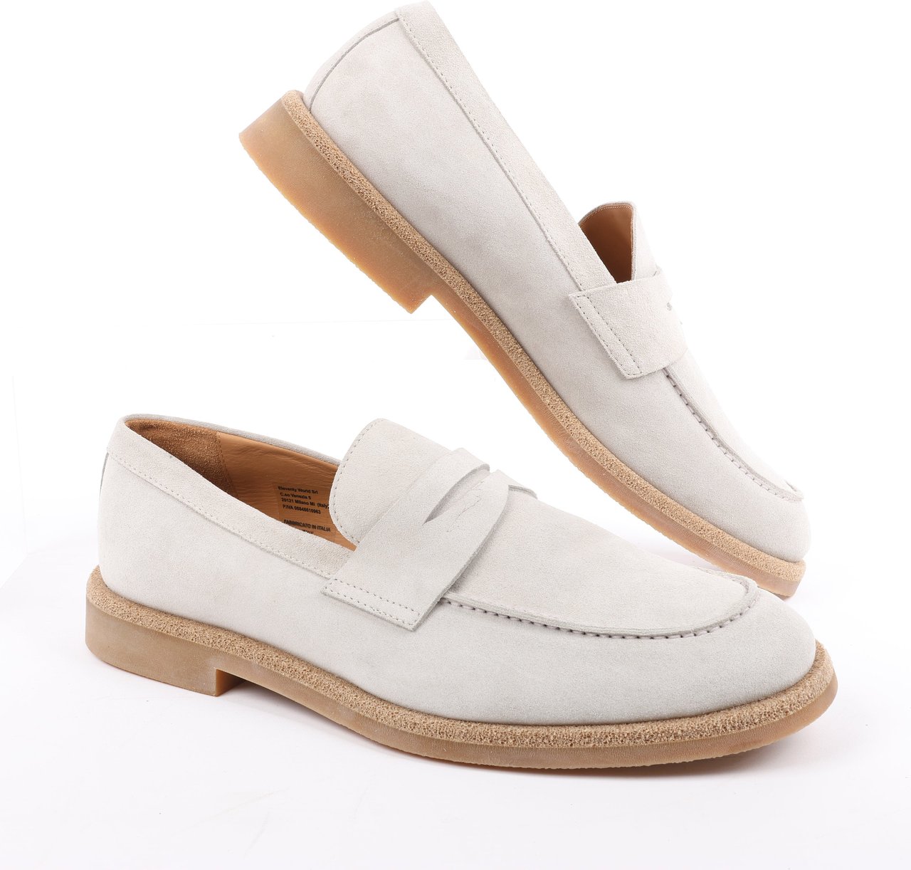 Eleventy ELEVENTY Suede Loafers in Light Gray, Side 44 EU Grijs