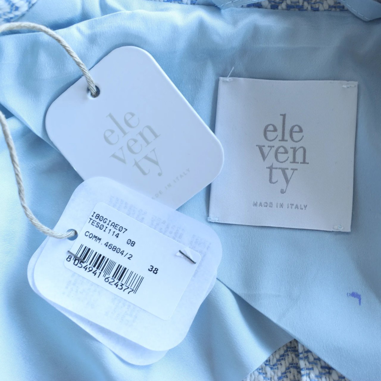 Eleventy Eleventy Fringed Single-Breasted blazer in Light Blue, Size 38 IT Blauw