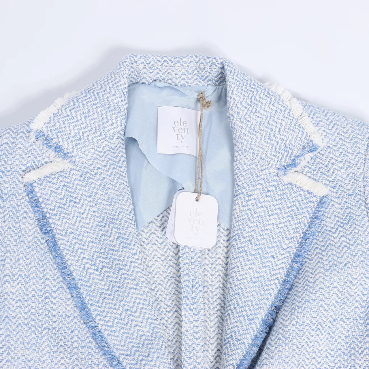 Eleventy Eleventy Fringed Single-Breasted blazer in Light Blue, Size 38 IT Blauw