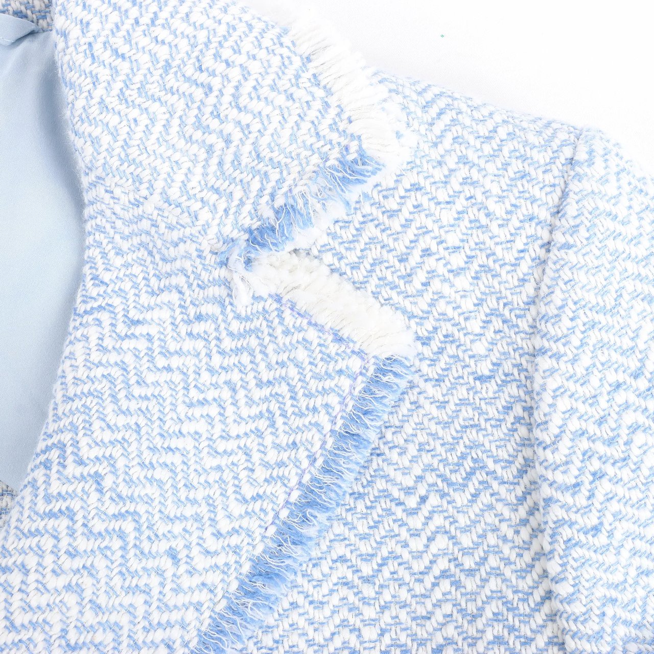 Eleventy Eleventy Fringed Single-Breasted blazer in Light Blue, Size 38 IT Blauw