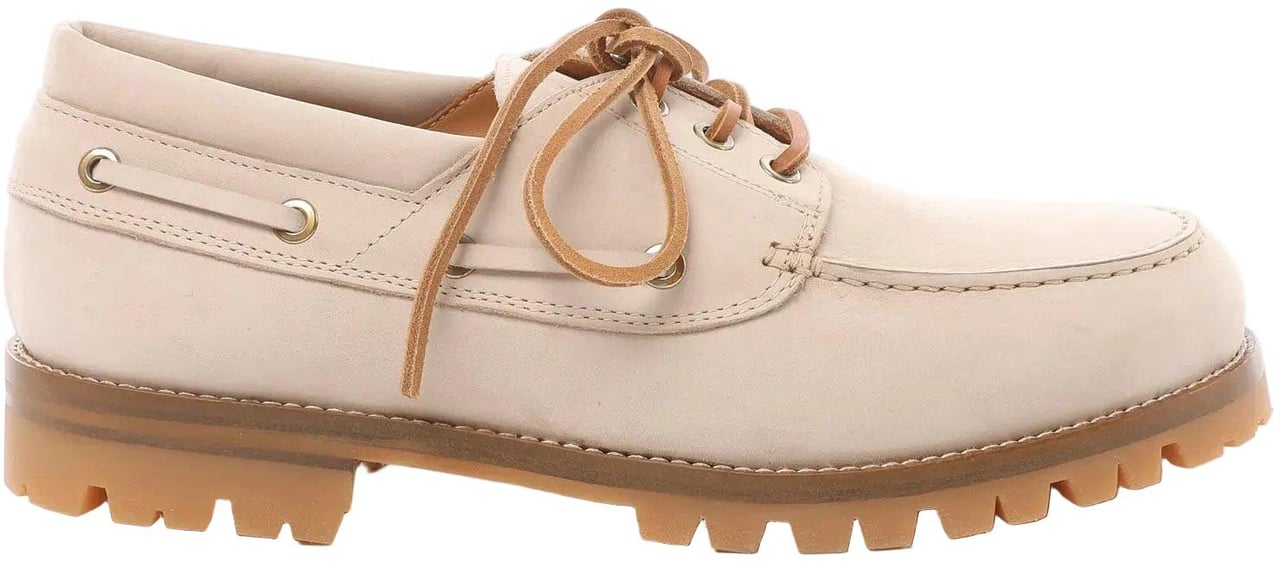 Eleventy Eleventy Leather Lace-Up Shoes with Vibram Sole in Beige, Size 41 EU Beige