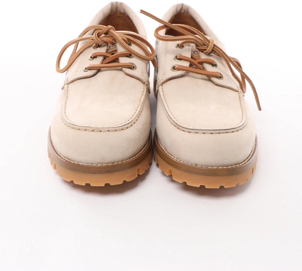 Eleventy Eleventy Leather Lace-Up Shoes with Vibram Sole in Beige, Size 41 EU Beige