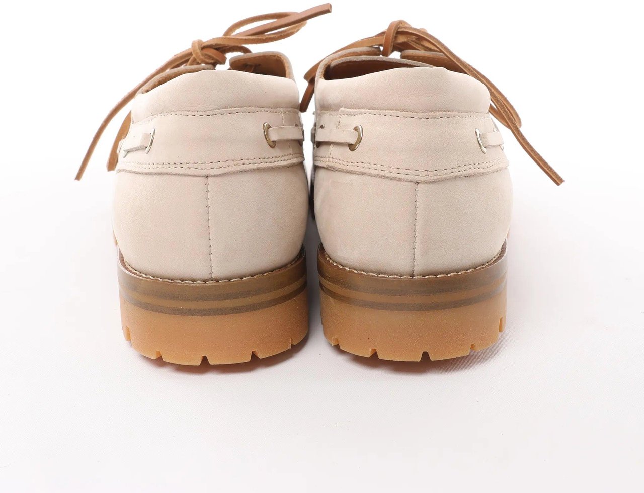 Eleventy Eleventy Leather Lace-Up Shoes with Vibram Sole in Beige, Size 41 EU Beige