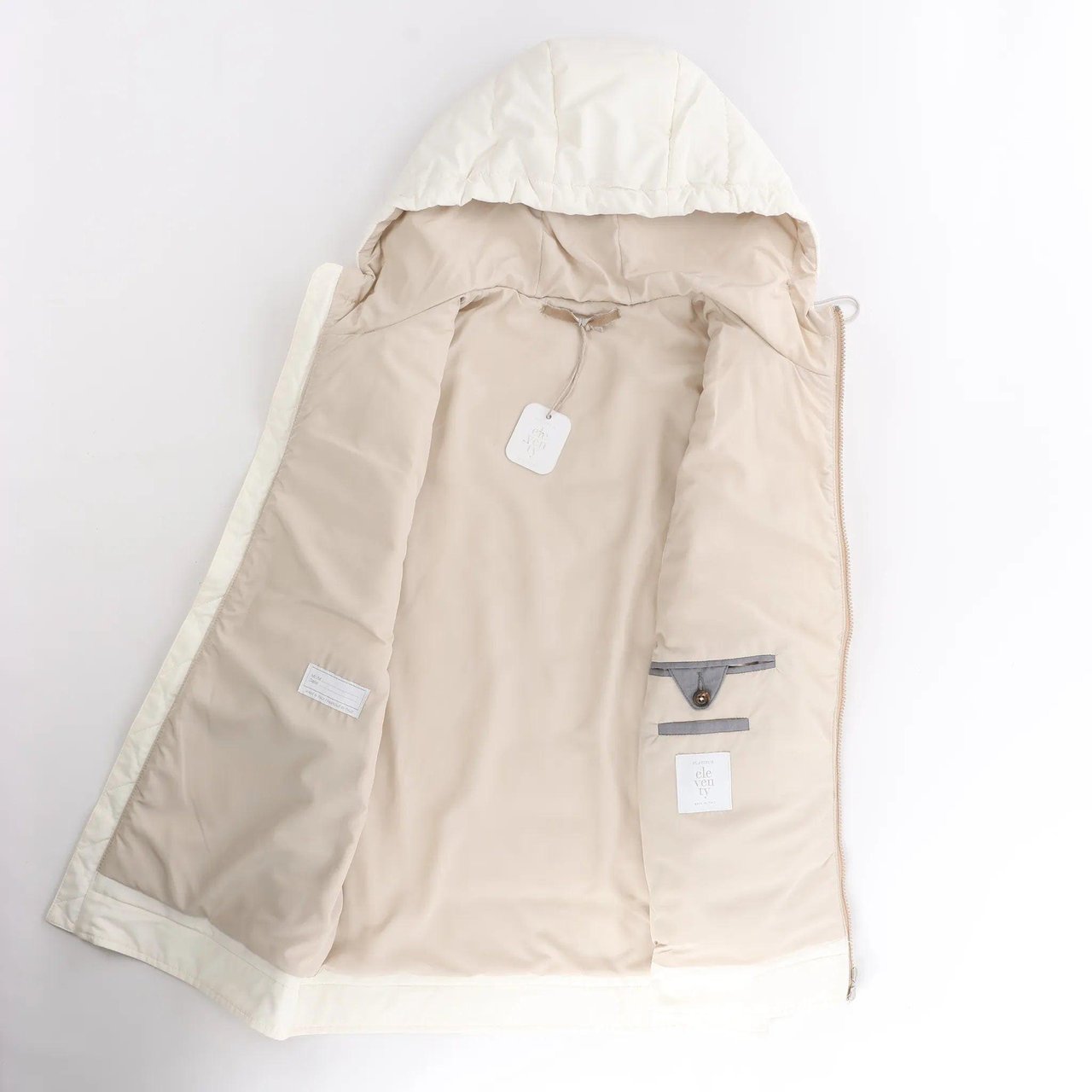 Eleventy Eleventy Hooded Wool Vest in Beige, Size 50 IT Beige