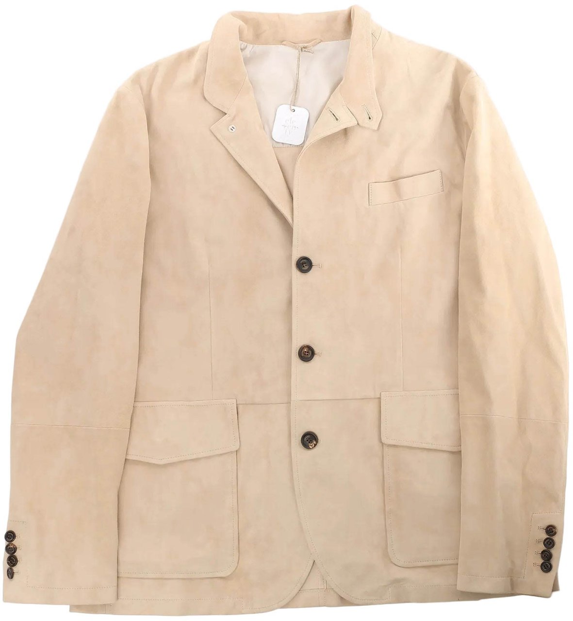 Eleventy Eleventy Suede Jacket Slim Fit in Tortora Beige, Size 58 IT Beige