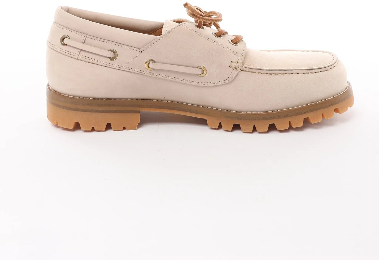 Eleventy Eleventy Leather Lace-Up Shoes with Vibram Sole in Beige, Size 41 EU Divers