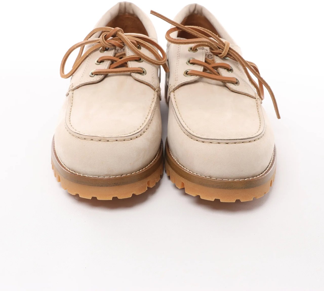 Eleventy Eleventy Leather Lace-Up Shoes with Vibram Sole in Beige, Size 41 EU Divers