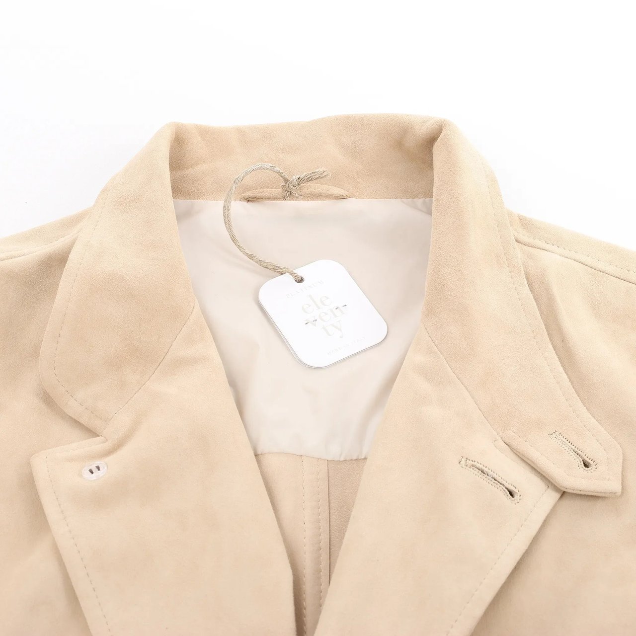 Eleventy Suede Jacket Slim Fit in Tortora Beige, Size 58 IT Beige