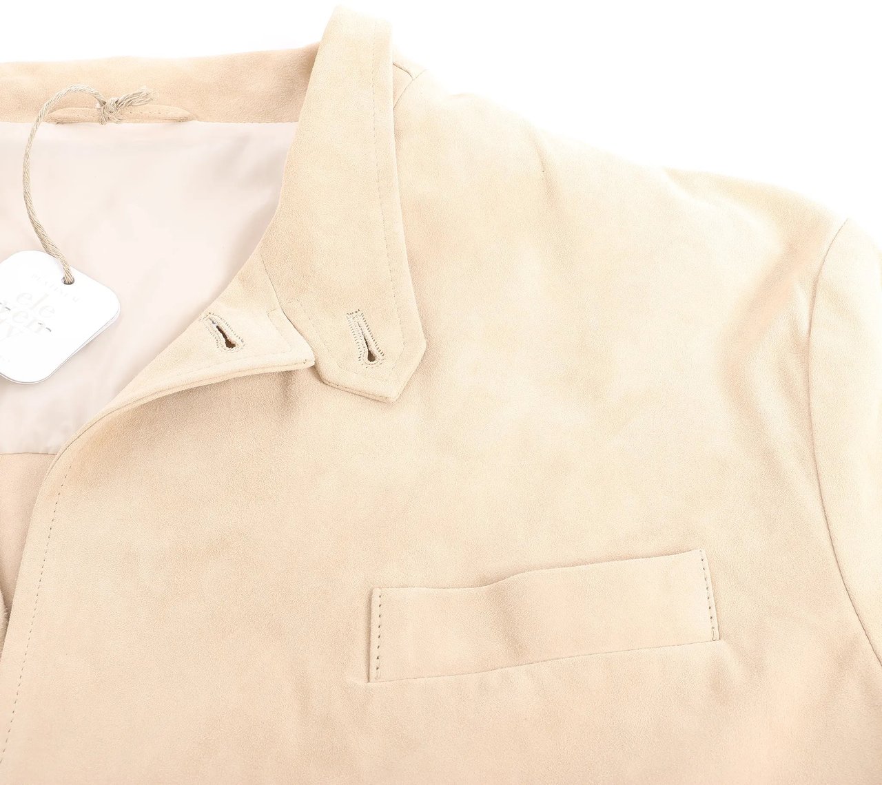 Eleventy Suede Jacket Slim Fit in Tortora Beige, Size 58 IT Beige
