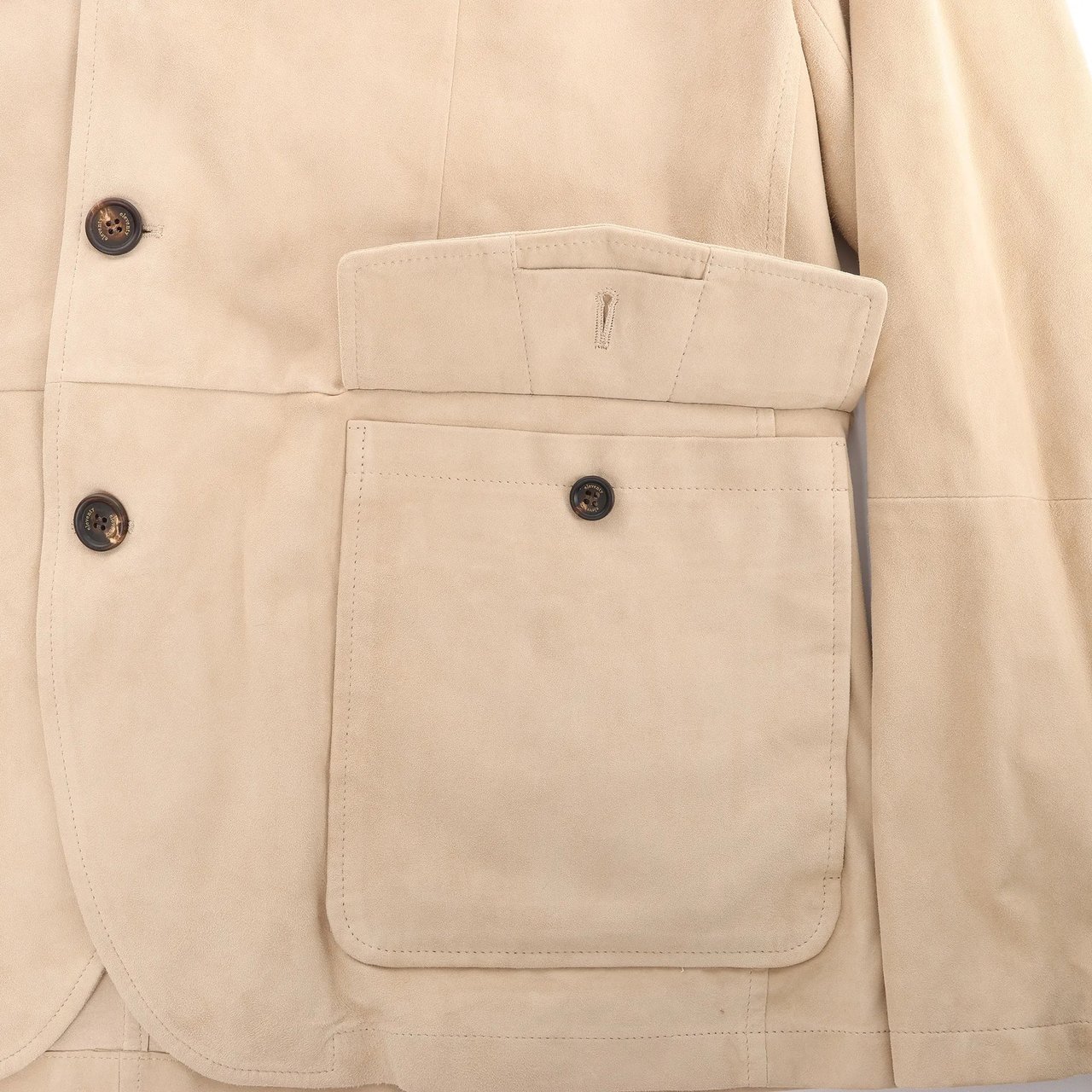 Eleventy Suede Jacket Slim Fit in Tortora Beige, Size 58 IT Beige
