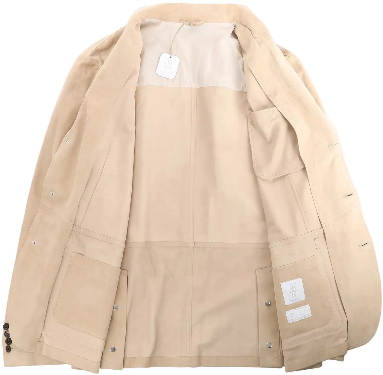 Eleventy Suede Jacket Slim Fit in Tortora Beige, Size 58 IT Beige