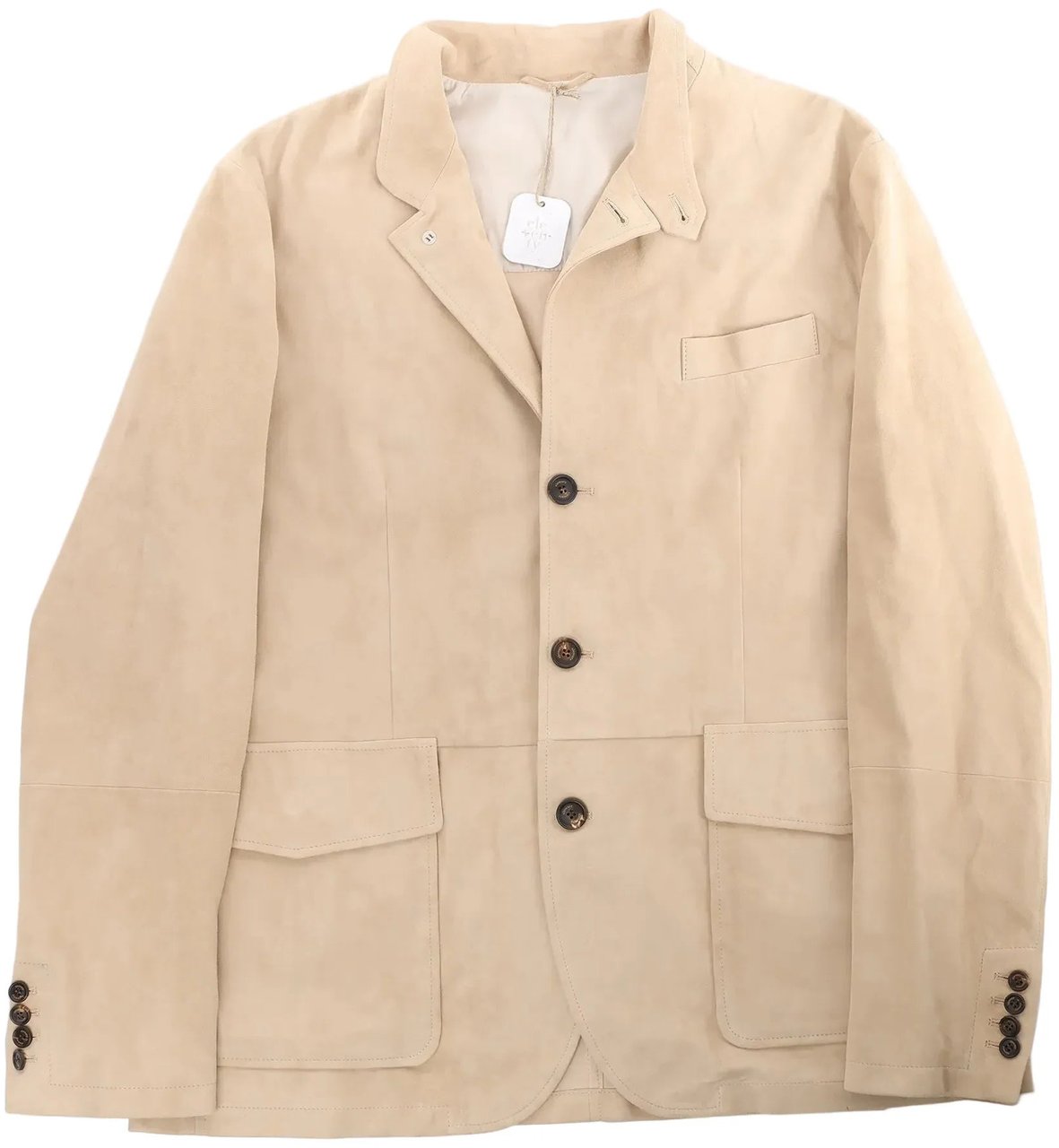 Eleventy Suede Jacket Slim Fit in Tortora Beige, Size 58 IT Beige