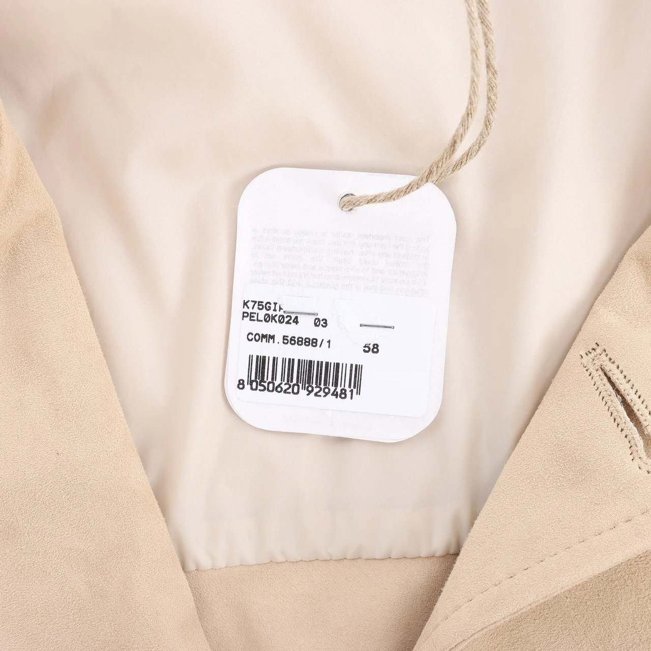 Eleventy Suede Jacket Slim Fit in Tortora Beige, Size 58 IT Beige