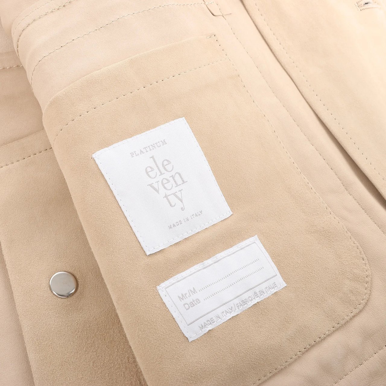 Eleventy Suede Jacket Slim Fit in Tortora Beige, Size 58 IT Beige