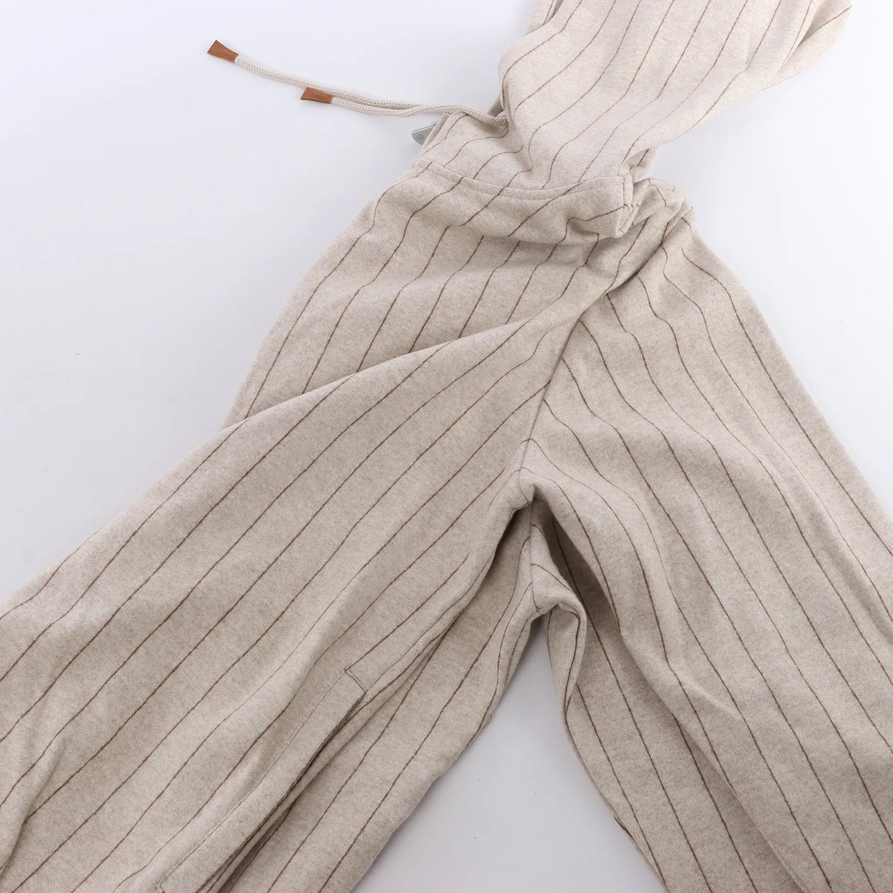 Eleventy Striped Zip-Up Sweatshirt in Beige, Size M Beige