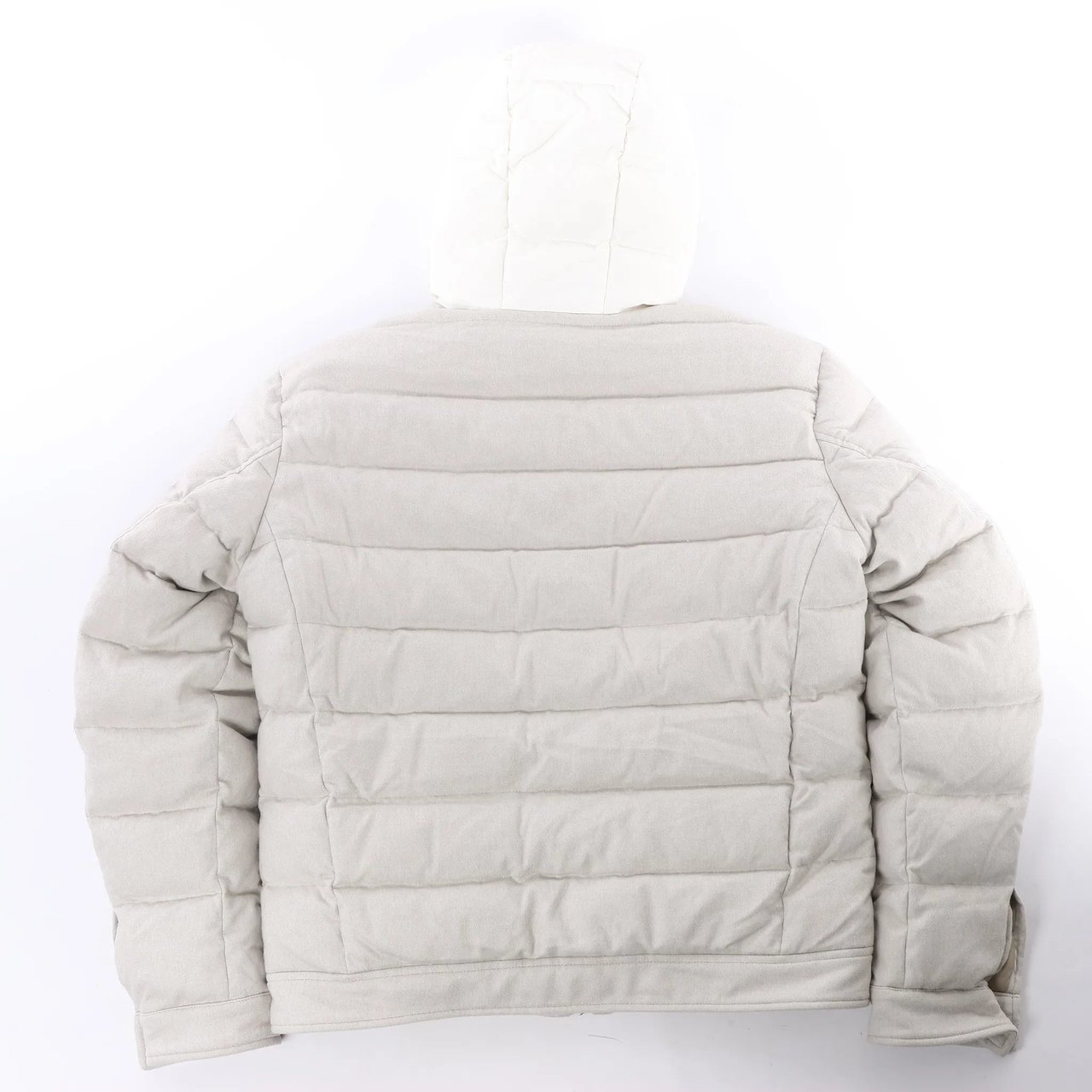Eleventy Hooded Puffer Jacket in Beige, Size 50 IT Beige