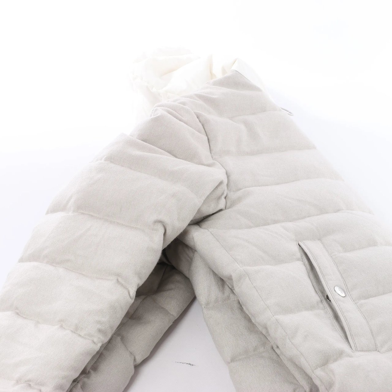 Eleventy Hooded Puffer Jacket in Beige, Size 50 IT Beige