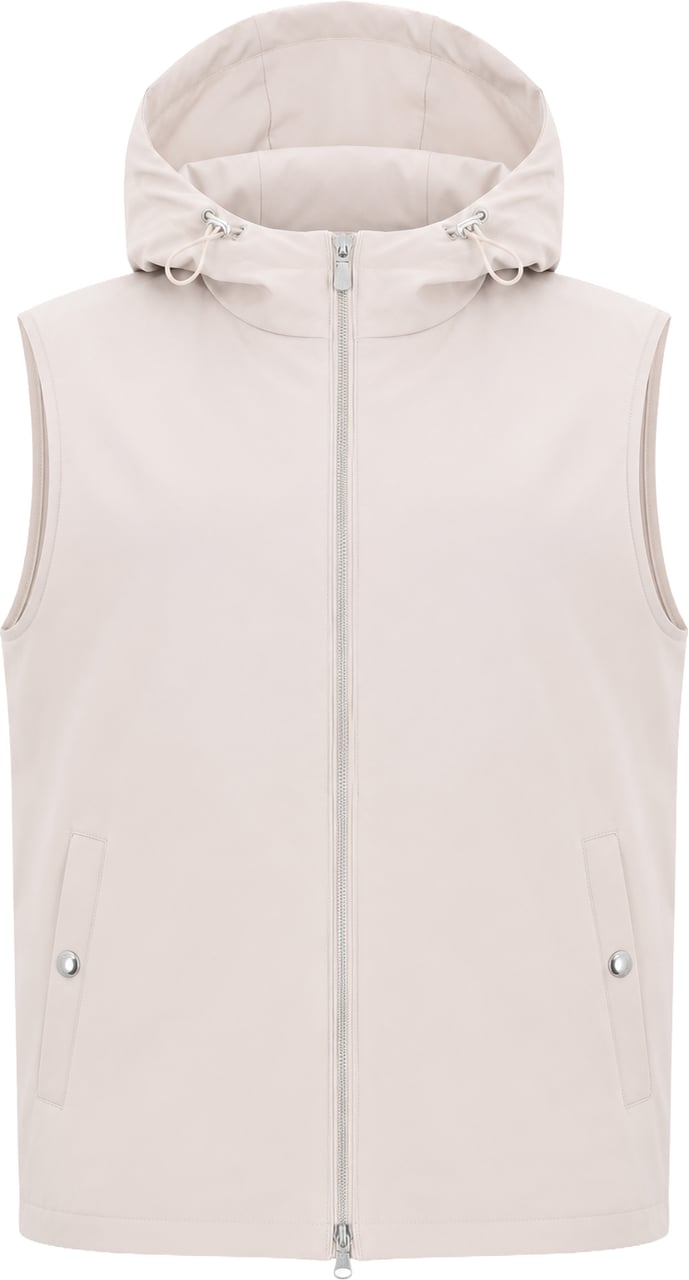 Eleventy Hooded Zip-Front Vest in Beige, Size 50 IT Beige