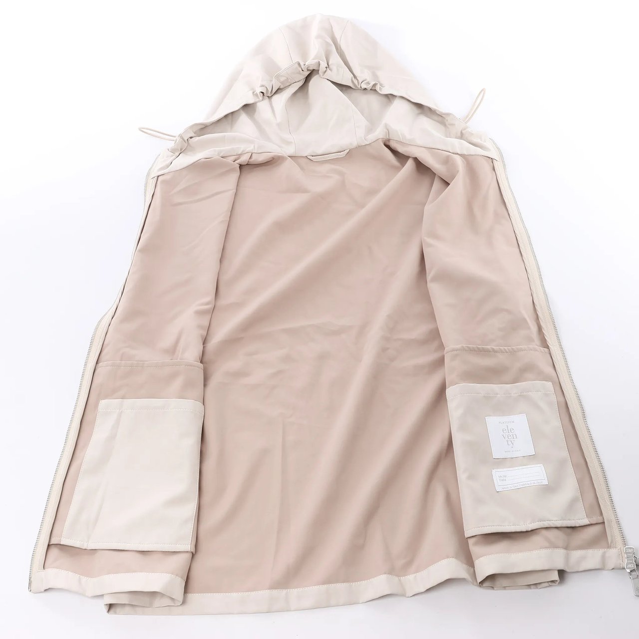 Eleventy Hooded Zip-Front Vest in Beige, Size 50 IT Beige