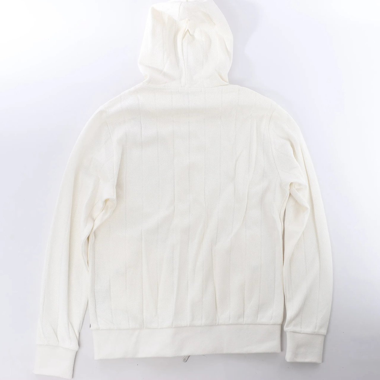 Eleventy Striped Zip-Up Sweatshirt in White, Size M Divers