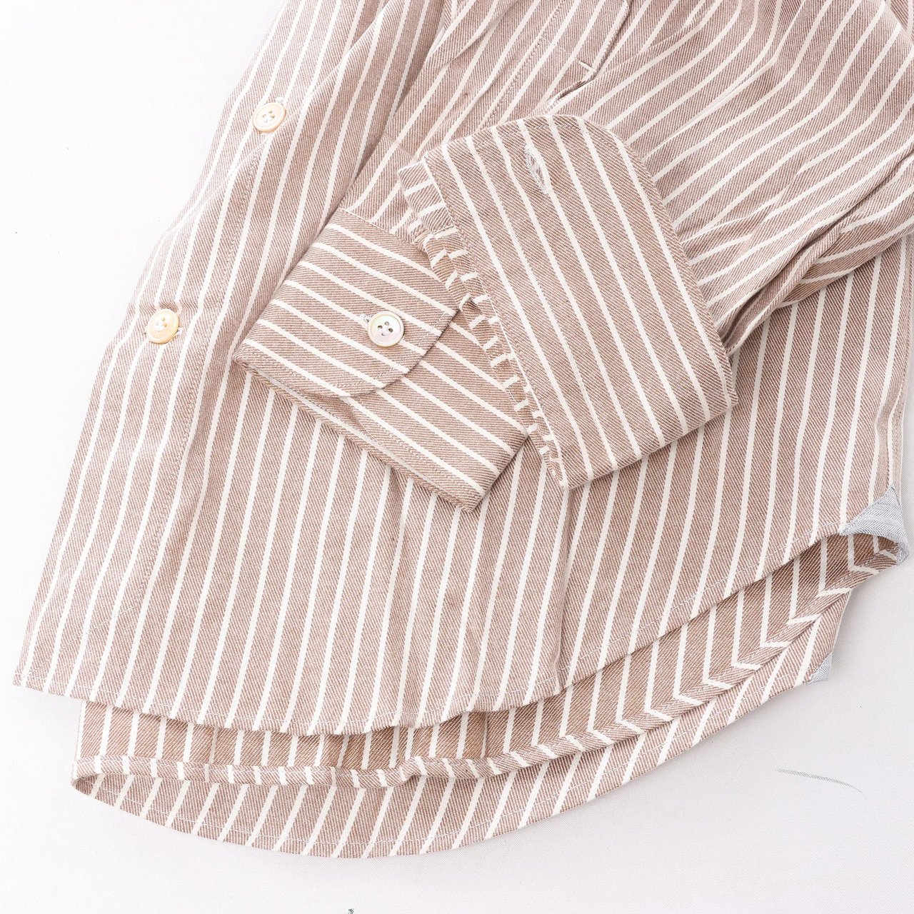 Eleventy Striped Shirt in Beige, Size 40 IT Beige