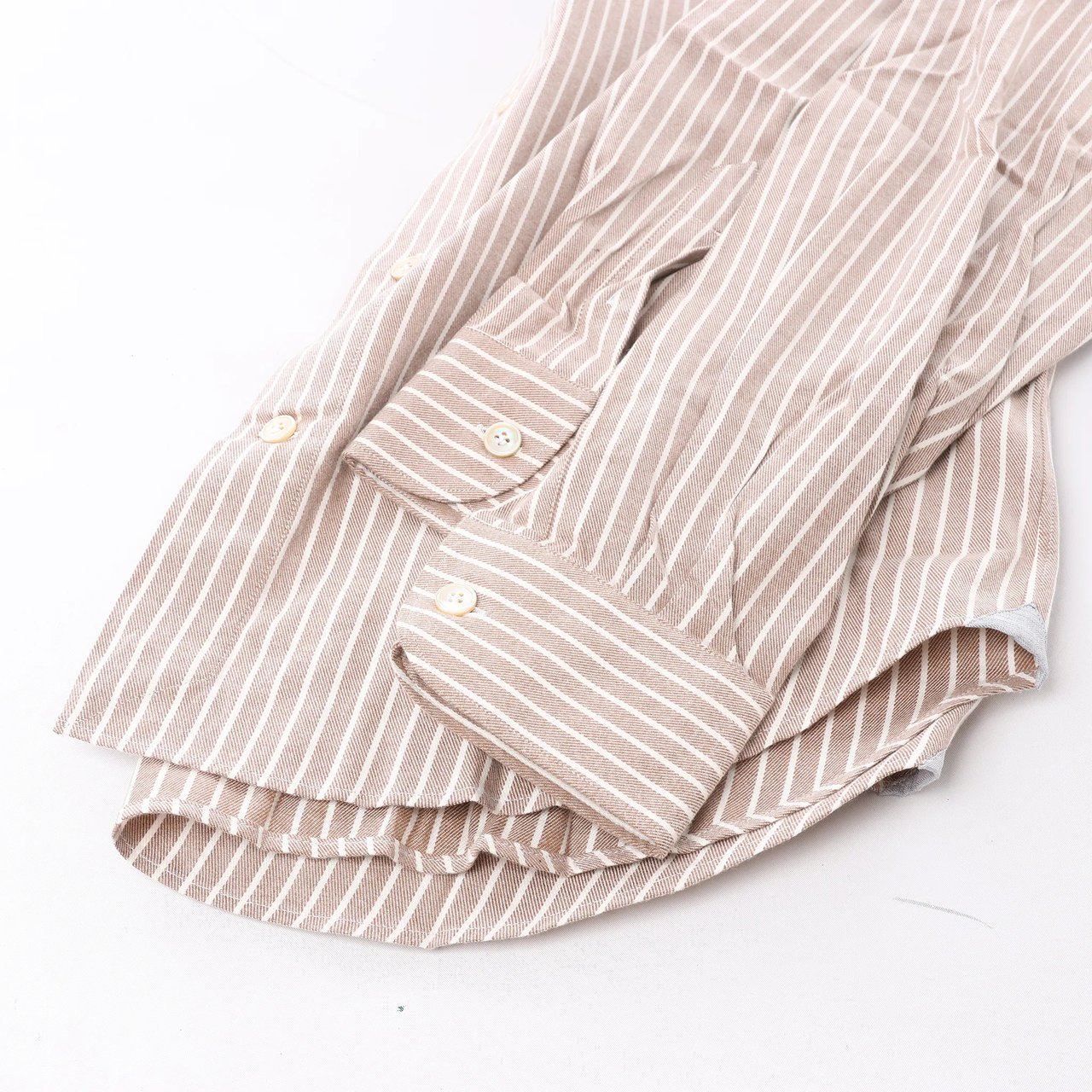 Eleventy Striped Shirt in Beige, Size 40 IT Beige