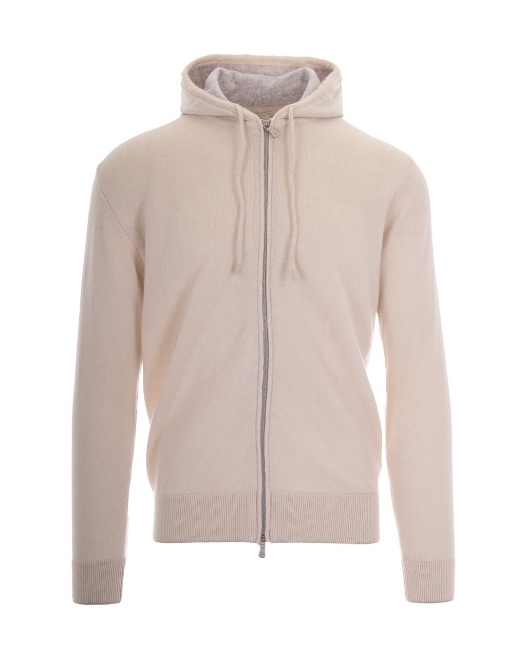 Eleventy Beige Full Zip Drawstring Cashmere Hoodie Roze