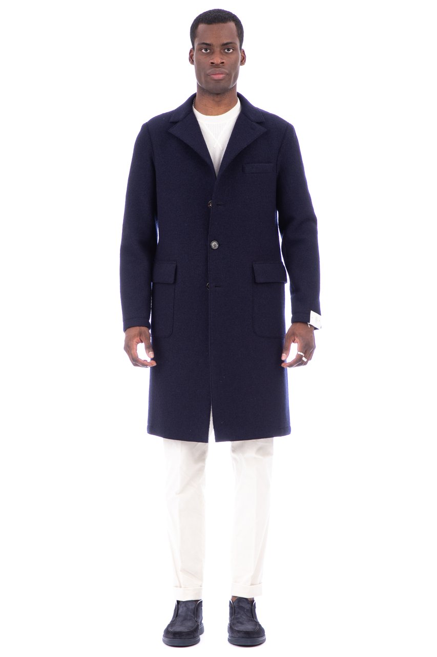 Eleventy Single-Breasted Wool Coat Zwart