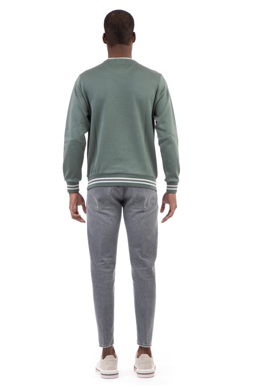 Eleventy Cotton Crewneck Sweatshirt with Trim Grijs