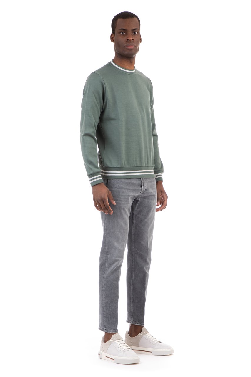 Eleventy Cotton Crewneck Sweatshirt with Trim Grijs