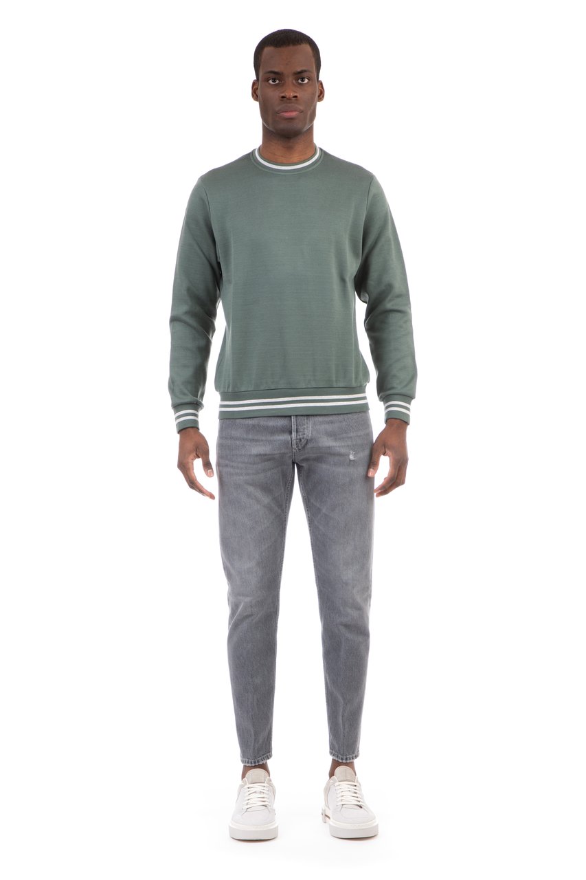 Eleventy Cotton Crewneck Sweatshirt with Trim Grijs