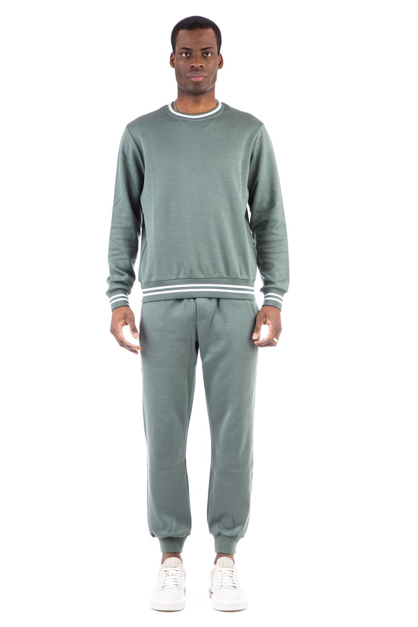 Eleventy Cotton Crewneck Sweatshirt with Trim Grijs