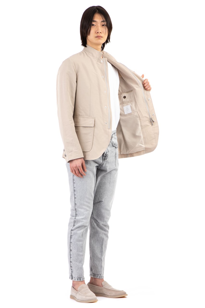 Eleventy Zegna Linen Snap Jacket Neutraal