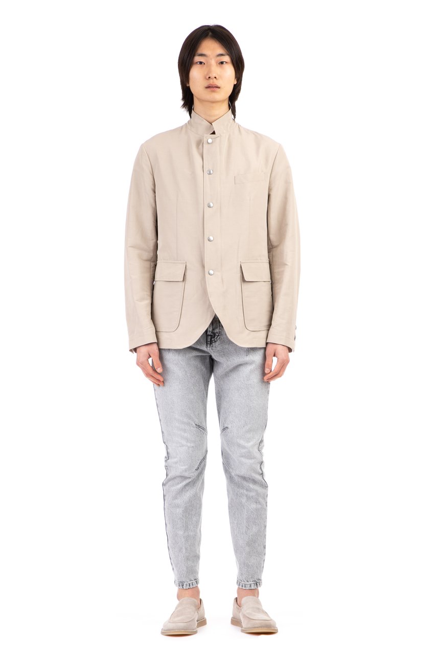 Eleventy Zegna Linen Snap Jacket Neutraal