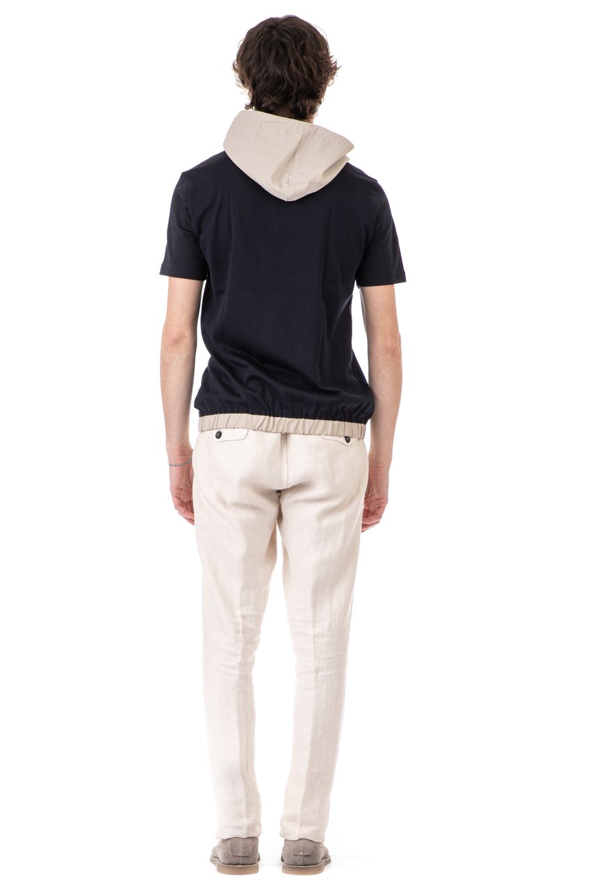 Eleventy Bimaterial Hoodie T-Shirt Neutraal