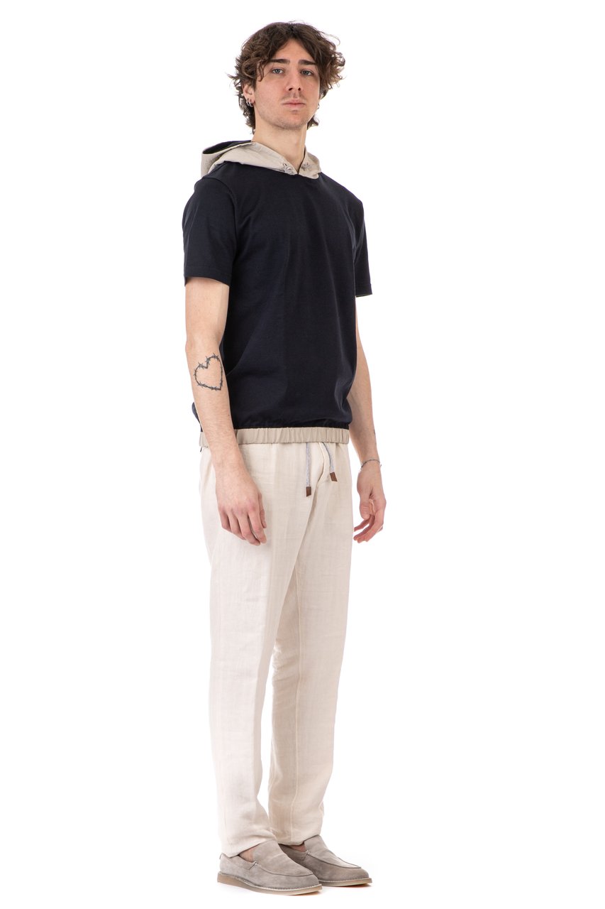 Eleventy Bimaterial Hoodie T-Shirt Neutraal