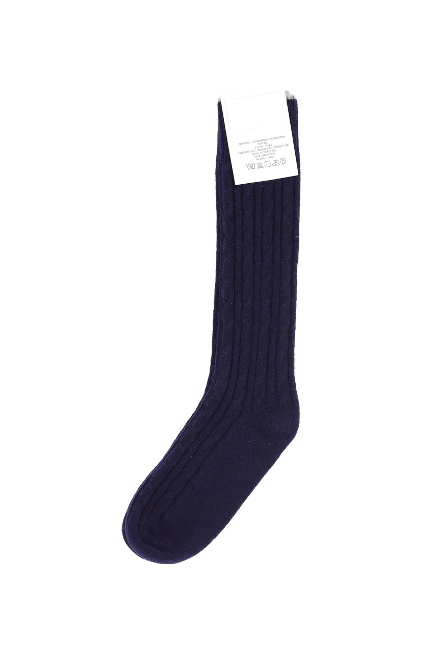 Eleventy Fine Cashmere Cable Socks Zwart