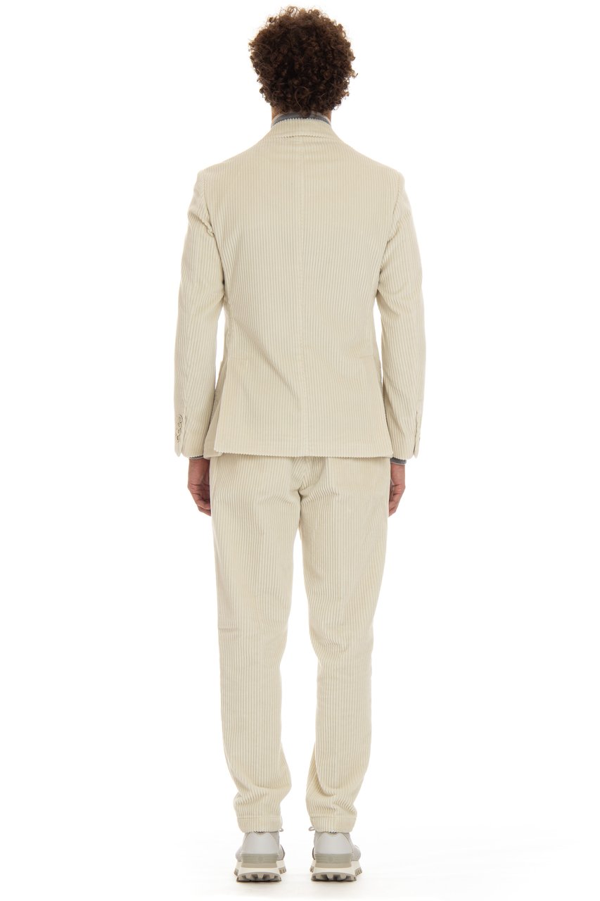 Eleventy Double-Breasted Velvet Jacket Costa Roccia Neutraal