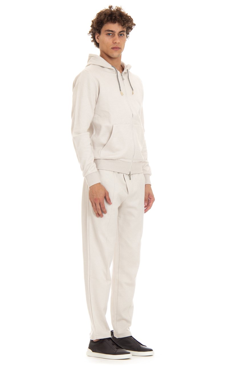 Eleventy Full-Zip Hoodie in Cotton-Cashmere-Silk Blend Neutraal