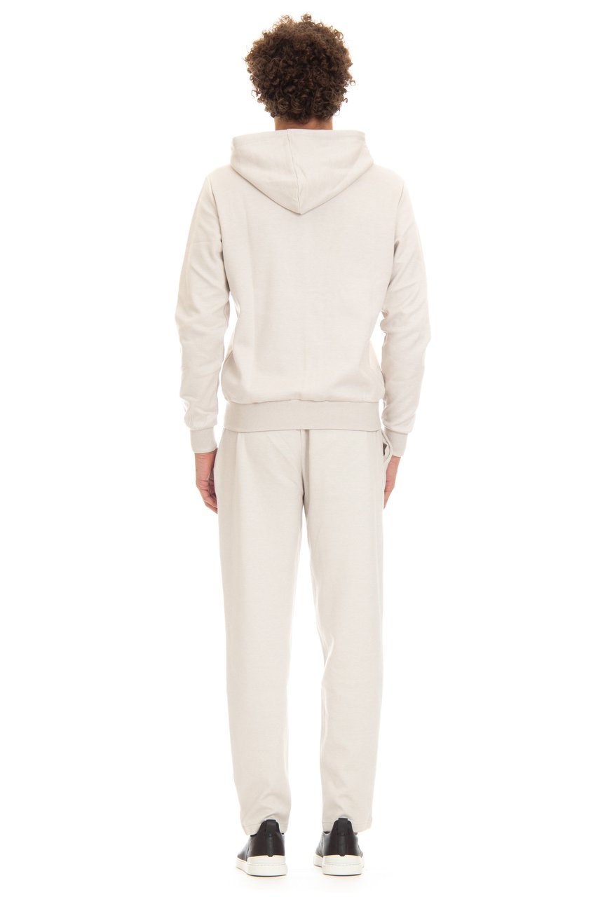 Eleventy Full-Zip Hoodie in Cotton-Cashmere-Silk Blend Neutraal