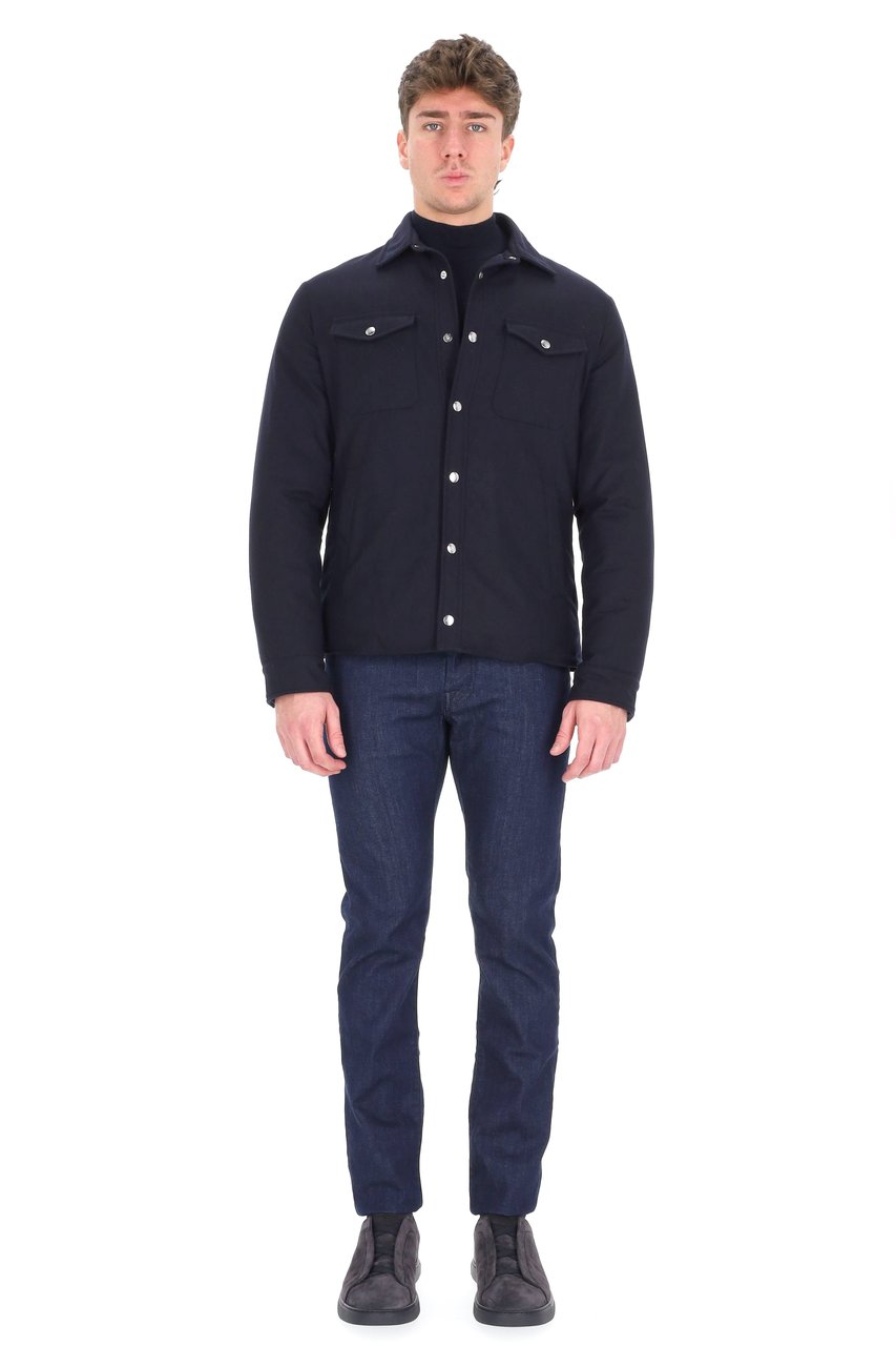 Eleventy 14 Micron Wool Snap-Button Jacket Zwart